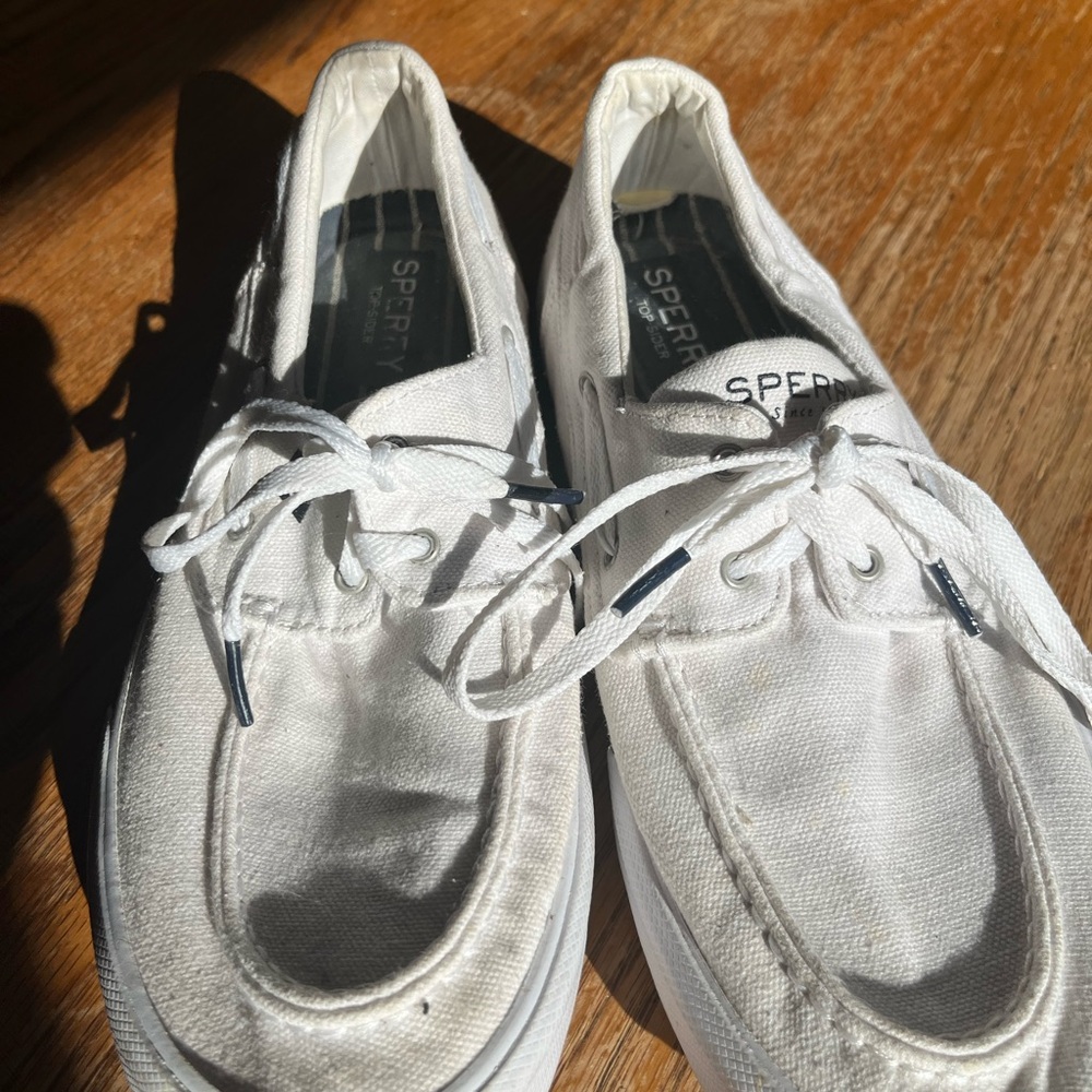 Sperry Women’s Canvas Boat Shoes in White Sz 11